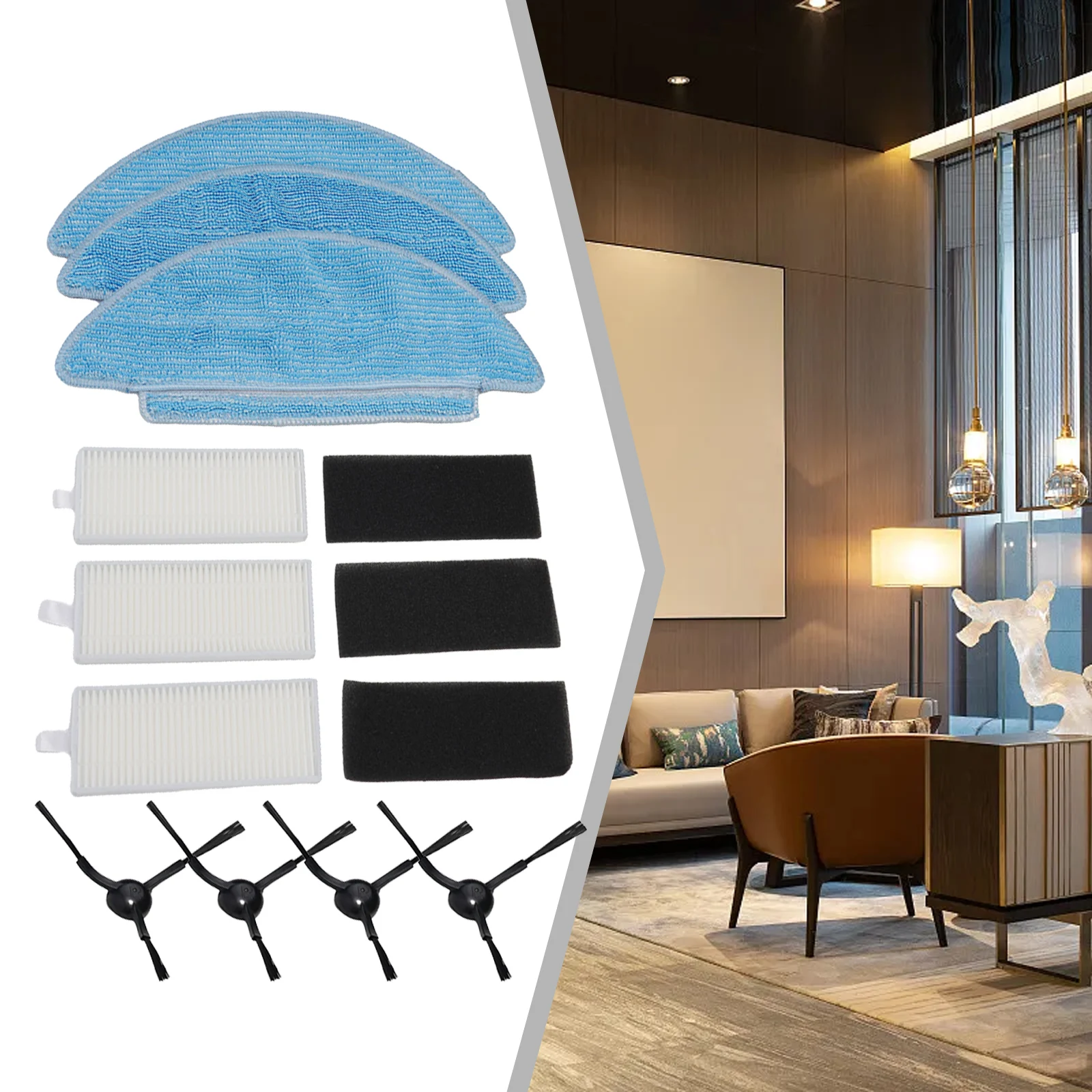 

Efficient Cleaning Solution with Side Brush Filter Mop Cloth for Tikom L9000 For Lubluelu Robot Vacuum Cleaner