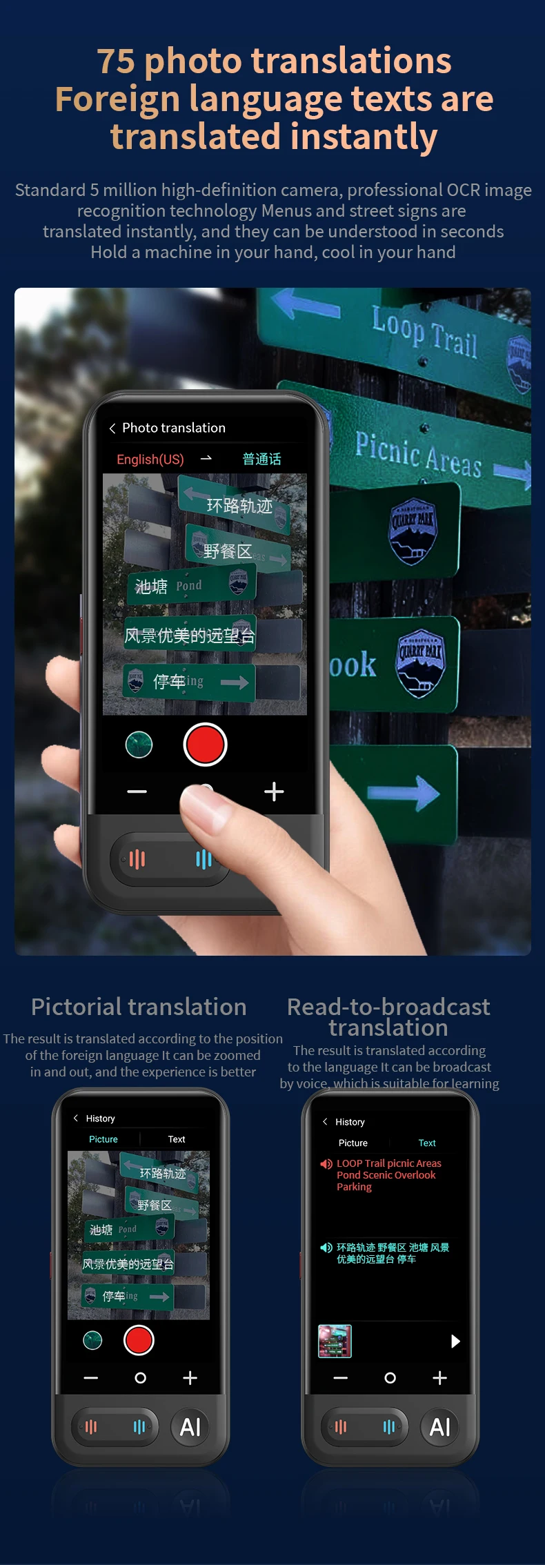Smart Instant Voice Offline Translator Machine Z16 Support 139 Languages Real Time Multi-Languages Tool Portable Translation