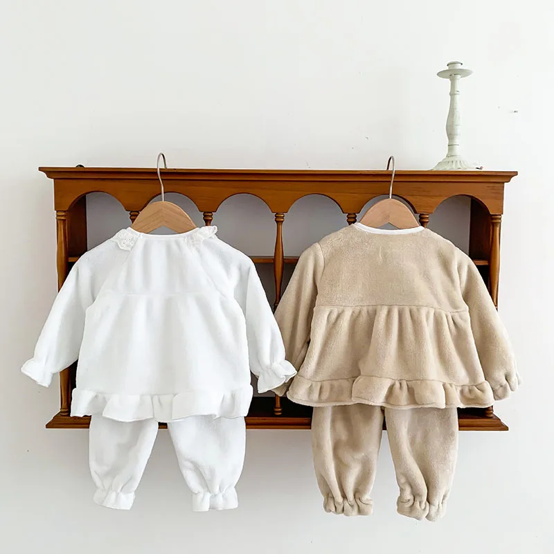 Baby Girls Flannel Pajama Set Thick Home Wear