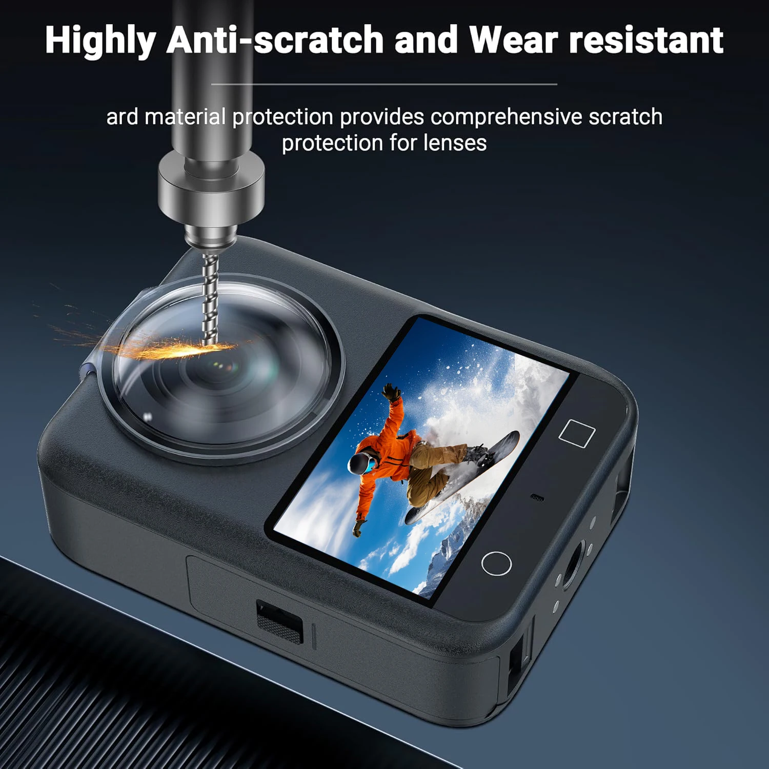 Amazear Lot De 2 Films Protecteurs D'écran En Verre Trempé Avec Capuchon D'objectif Pour Appareil Photo DJI Osmo Action 5 Pro - Résistant Aux Rayures - Sans Bulles