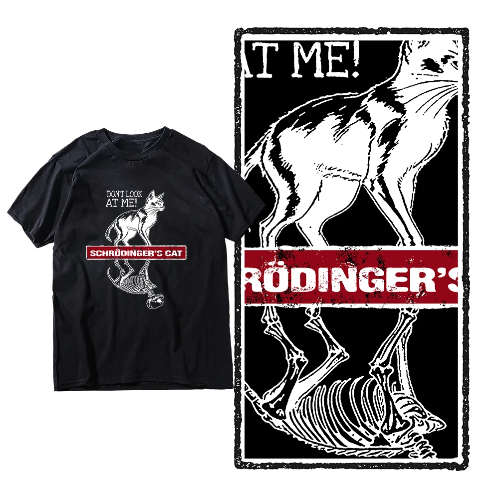 COOLMIND 100% Baumwolle Schrödinger Katze Druck Große Größe Männer T Shrit Casual Art Hülse Baumwolle Sommer Männer T-shirt Männliche T-shirts – Detail 13