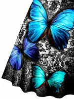 European and American fashion plus size women's spring and summer new butterfly print V-neck dress sleeveless A-line camisole dr - Image 4