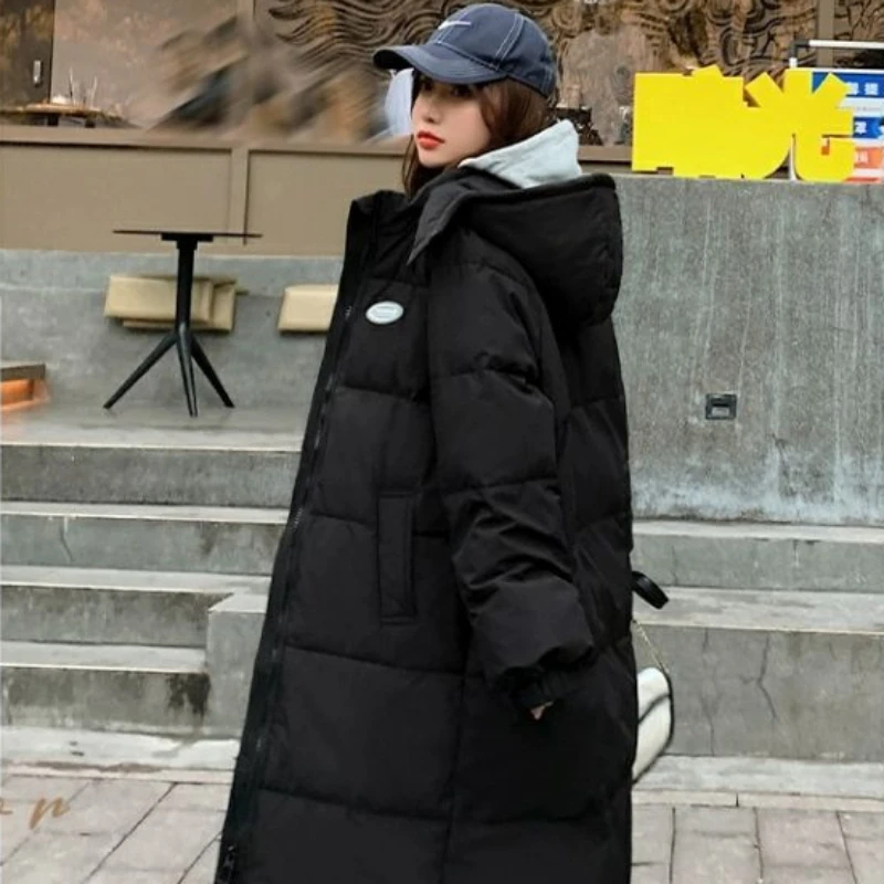 2024 new women down cotton coat winter jacket female mid length version parkas loose thick outwear versatile hooded overcoat 2023 New Women Down Cotton Coat Winter Jacket Female Mid Length Version Versatile Parkas Loose Thick Outwear Hooded Overcoat