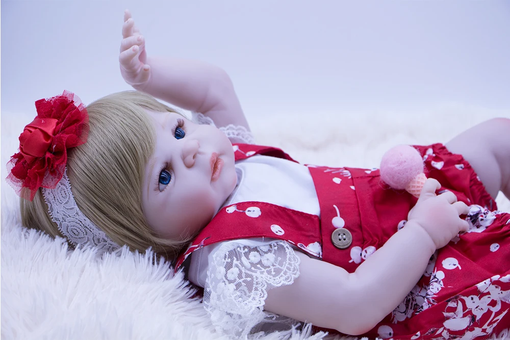 

Cute girls toy Lifelike Reborn Baby Doll gift full Silicone Toddler Baby Sleeping Accompany Movable Funny diy Toy Children gift