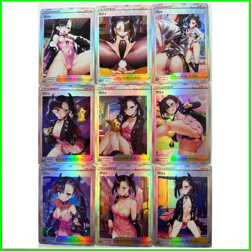 Personaggio Anime Carta Da Collezione Fai Da Te Pikachu Charmander Red Ilima Elio Laser Flash Card Boy Play Toys Regali Di Compleanno Di Natale