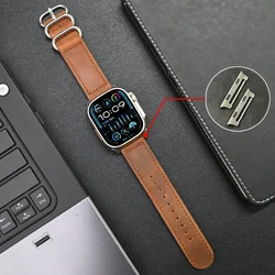 Luxury Leather Strap for Apple Watch 45mm (Titanium brown)