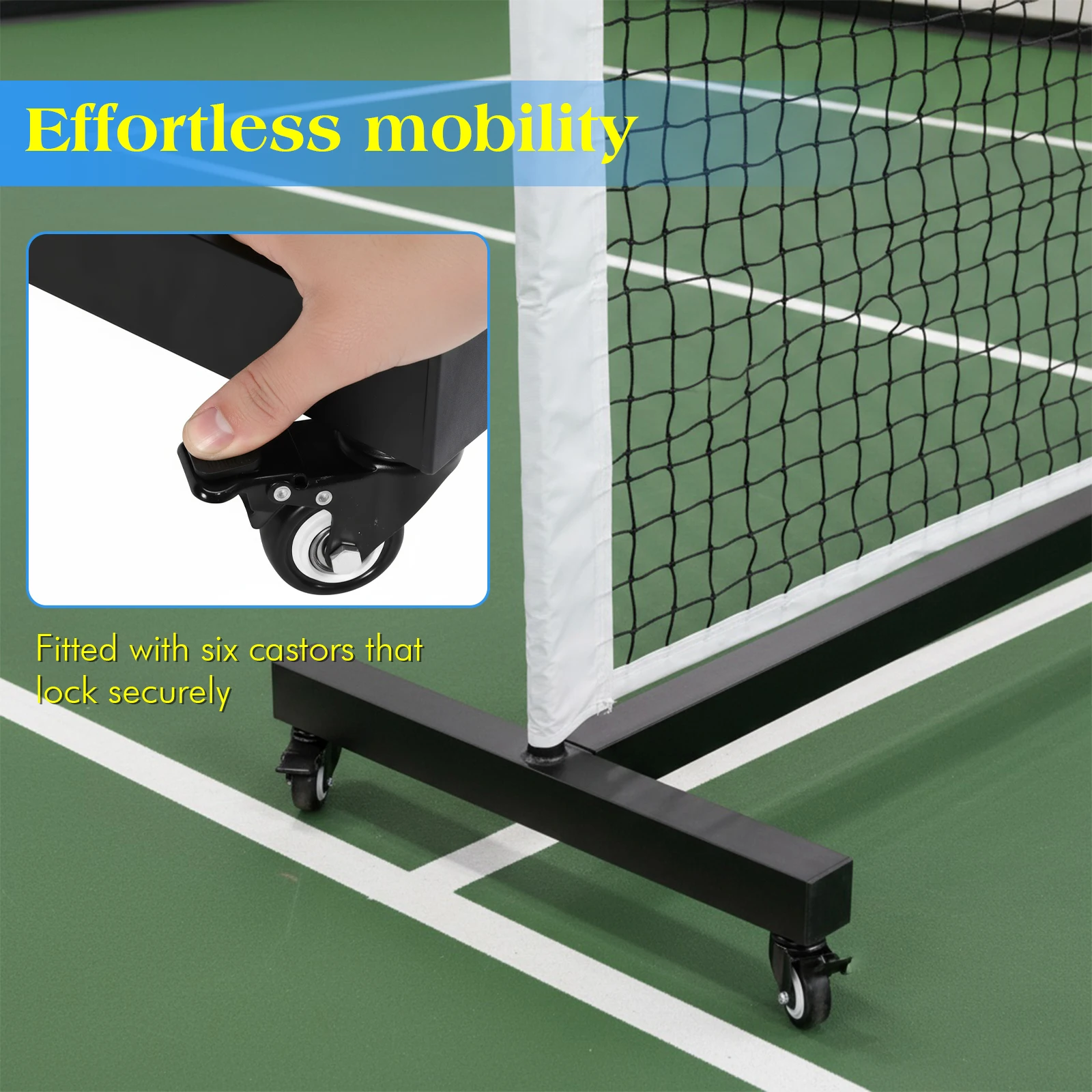 Heavy Duty Pickleball Net with Wheels Lightweight Professional Pickle Ball Game Net Stand for Tennis Driveway Backyard