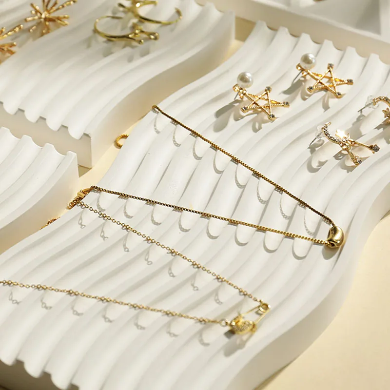Jewelry display rack, white plaster t-shaped earring ring tray containing jewelry jewelry display photo accessories