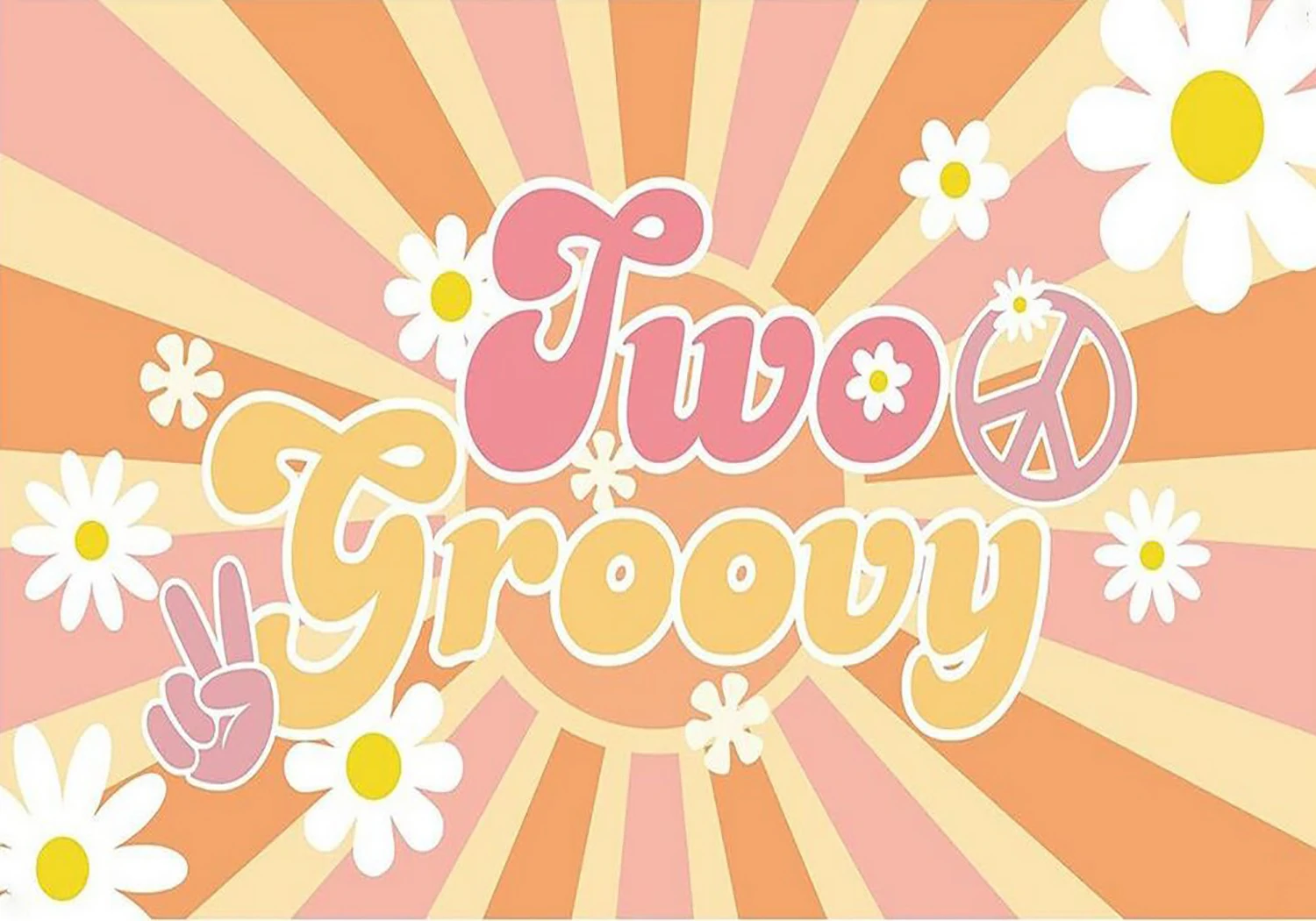 Due Groovy Hippie Daisy Flower Groovy Neonate 2Nd Birthday Fondali Party Photography Studio Background