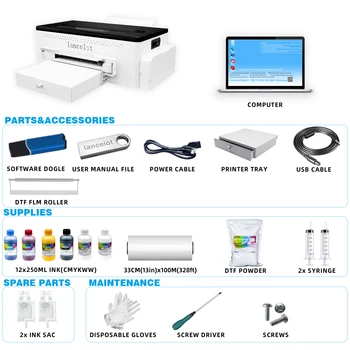 DTF Printer with free laptop L1800 Printhead and Oven bundle highspeed for A3 30cm Clothes Inkjetd with PET Film Pigment Ink 2