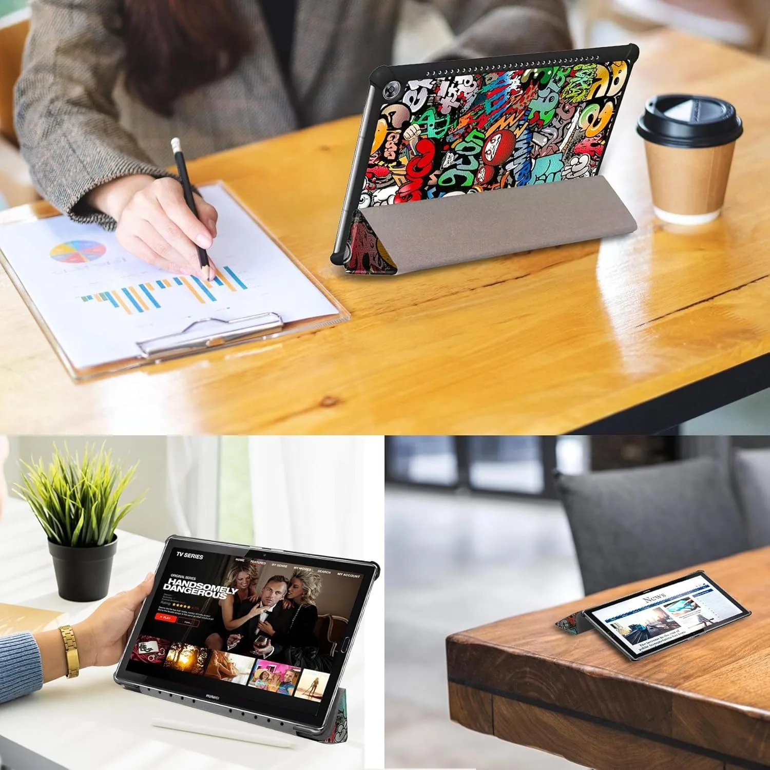 Slim PU Leather Hard Cover with Auto Sleep/Wake Function