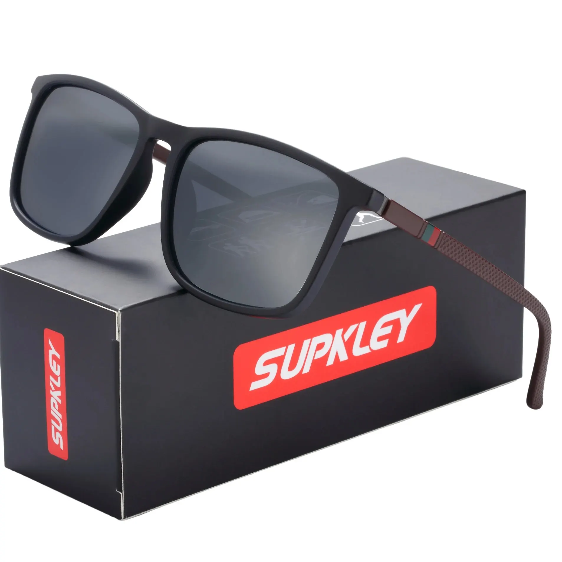 SUPKLEY Polarized Men's Sports Sunglasses - Lightweight Square Eyewear for Comfortable Wear