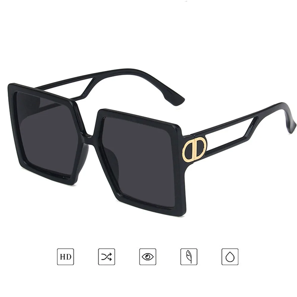 

Oversized Rectangle Sunglasses Women's Fashion Square Sun Glasses Men's Classic Vintage Eyewear UV400 Oculos De Sol With Box