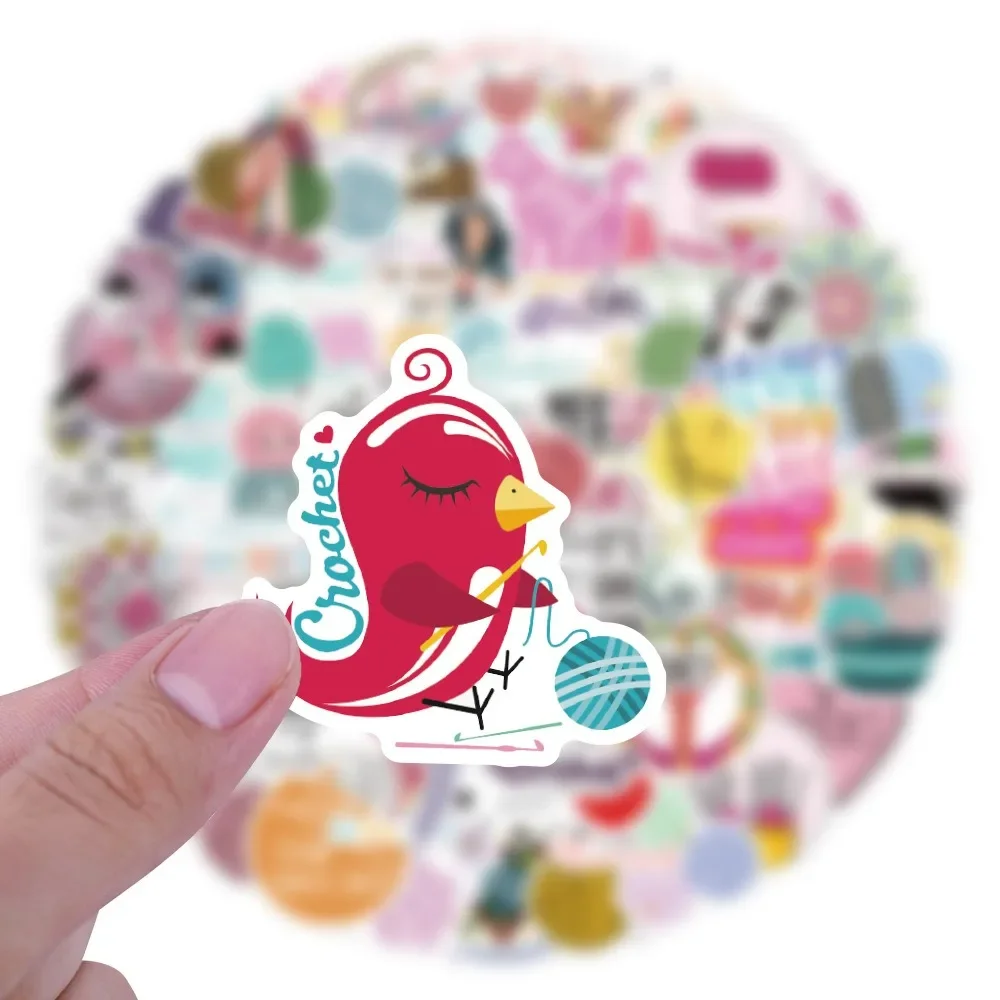 50/100Pcs Cartoon Needle Wool Ball Loving Crochet Stickers for Kids Skateboard Suitcase Laptop Helmet Decorative Sticker Toys