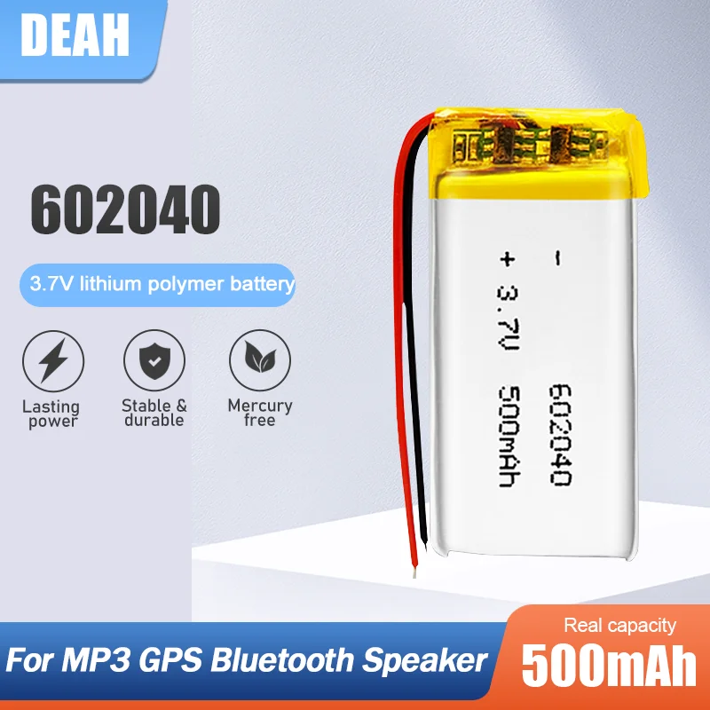 1-2PCS 602040 3.7V 500mAh литиево-полимерна литиево-йонна акумулаторна батерия за MP3 MP4 MP5 GPS играчка DVD Bluetooth високоговорител Рекордер