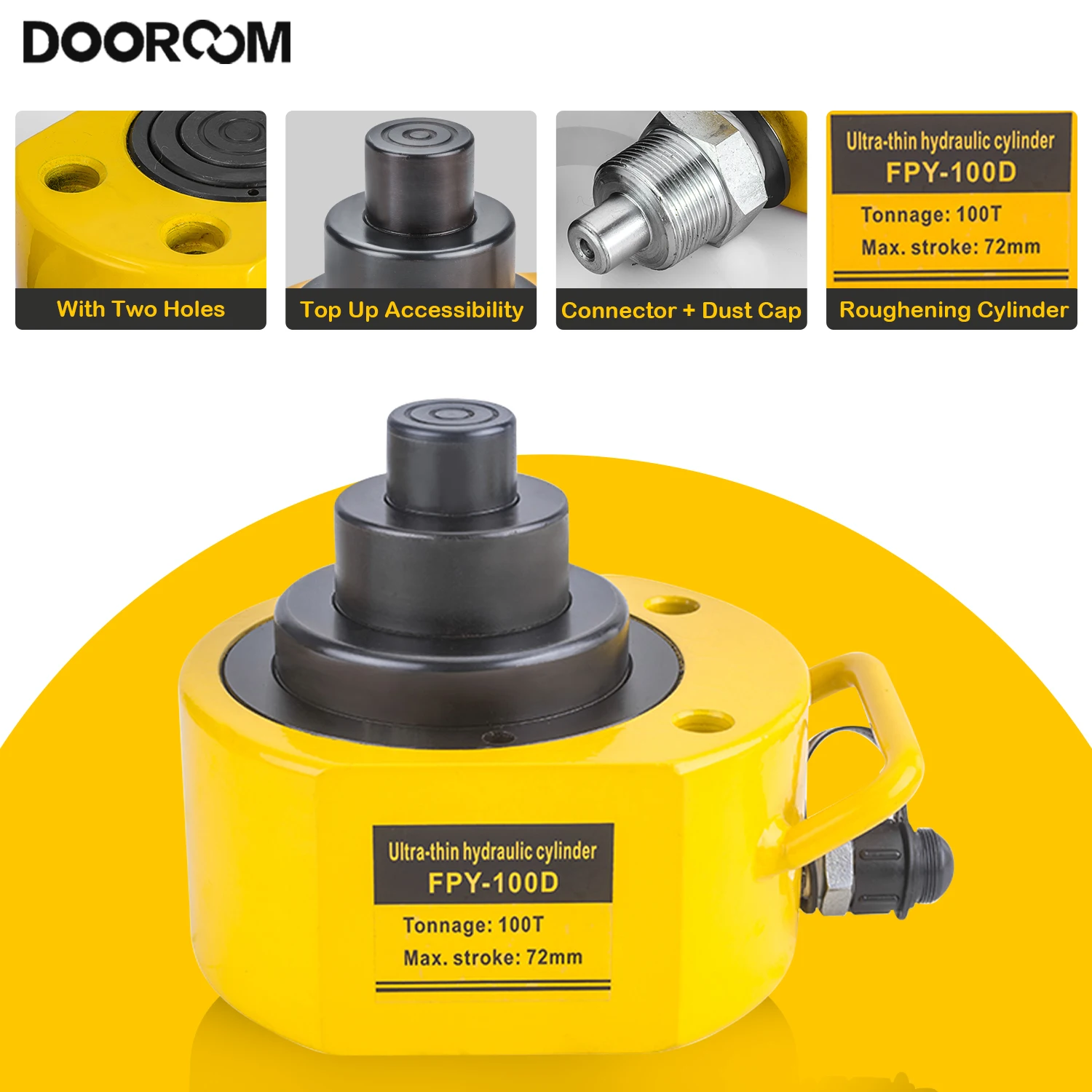 DOOROOM 10T-50T Hydraulic Ram Jack Multi-Section Stroke 24-65mm Hydraulic Cylinder Ultra-thin Multi-section Lifting Jack 3