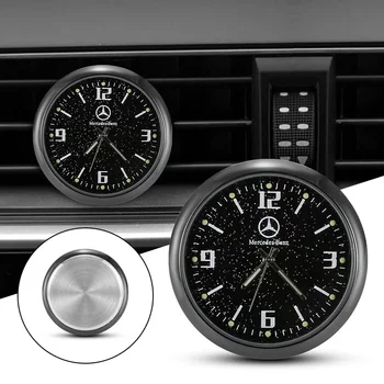 Accessori Auto: Orologio al Quarzo Luminoso per Console Centrale e Climatizzatore, Compatibile con Mercedes Benz Classe B/C/E/S, Classe A, C200L, GLC, GLK