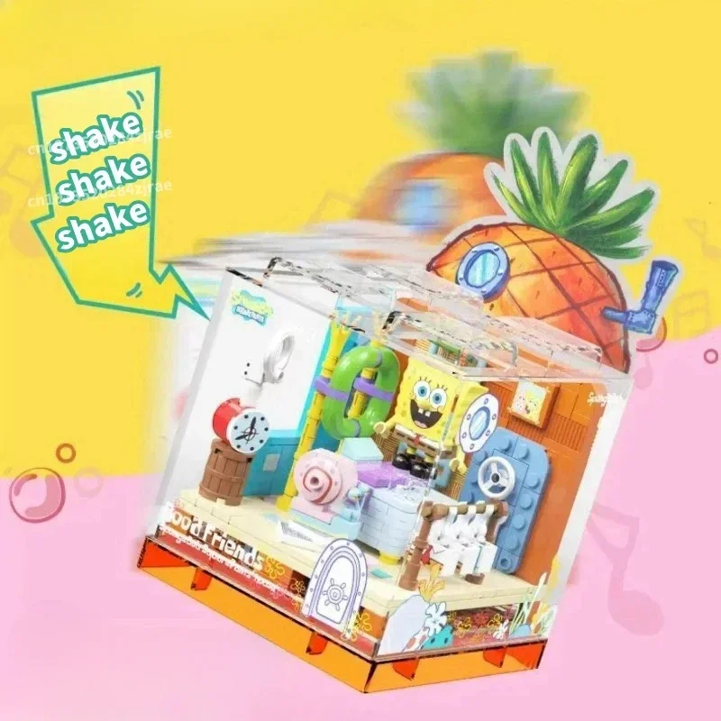 Anime Cartoon Room Model Assembly Toy SpongeBobs SquarePants Series Building Block Box Beechburg Assembly Puzzle Boy Girl Gifts 5