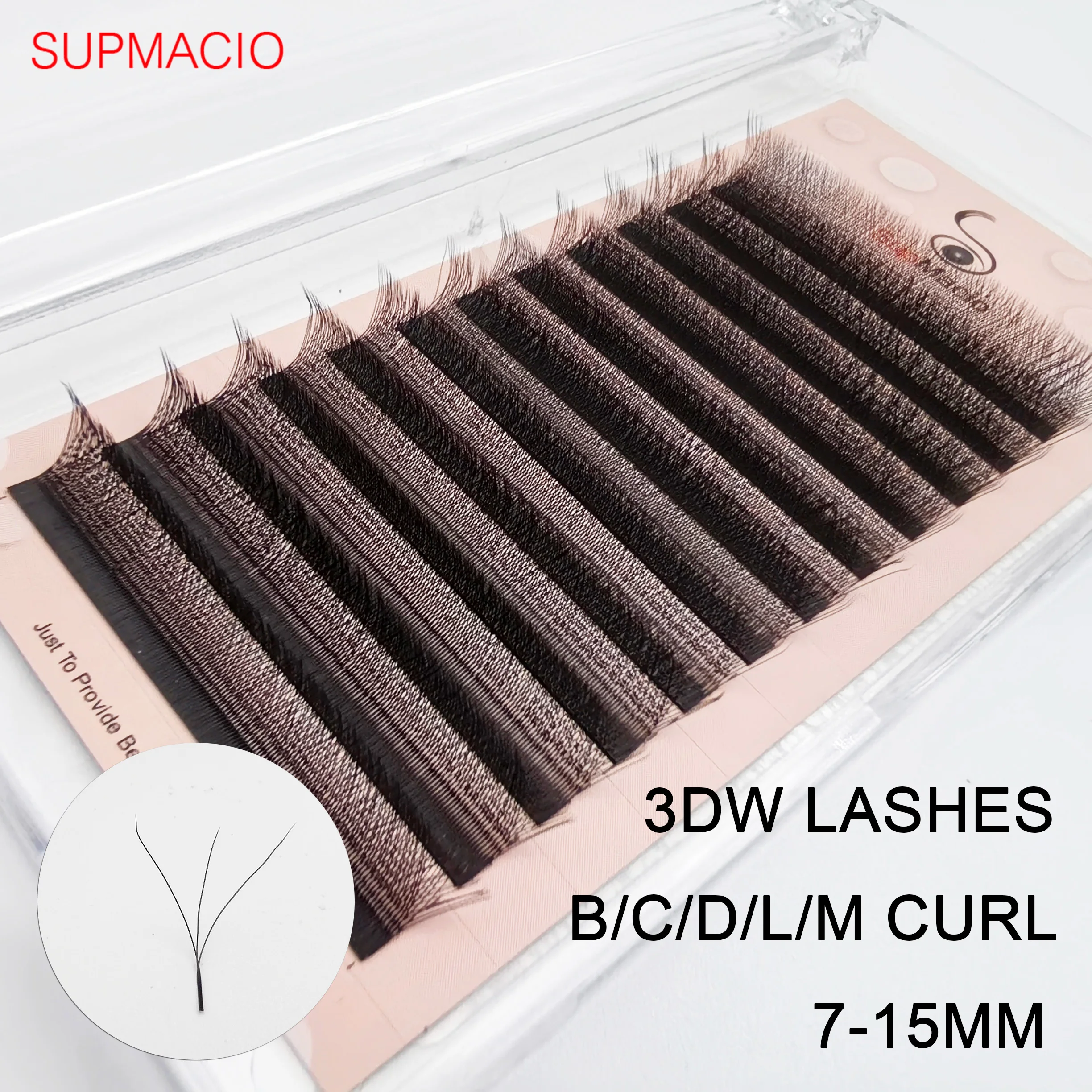 Supmacio lash extension 3d clover w eyelashes 7mm soft C/D/L curl 7-13 mix ready-made bundles cilios 3d w shape lashes 7mm