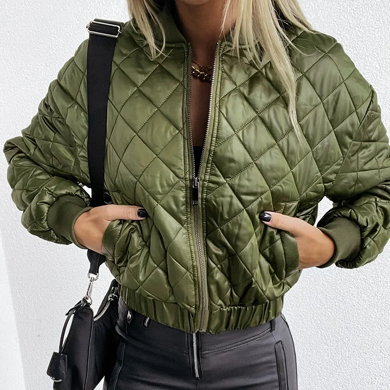 Sólido o Pescoço Mulheres Oversized Curto Cabolsa Feminino Gola Manga Comprida Zíper Grosso Jaqueta Parkas 2022 Primavera Outono Inverno 10 Computers & Electronics