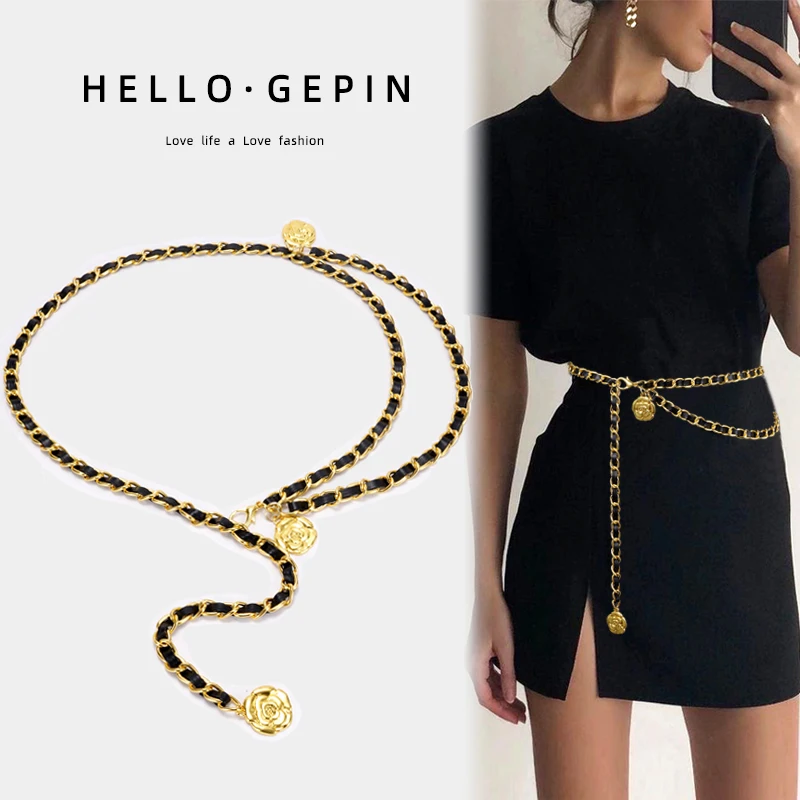 

Женский поясной ремень X6068, Женский поясной ремень с цепочкой, летний декоративный пояс для девочек с платьем, новый металлический ремень с металлической цепочкой