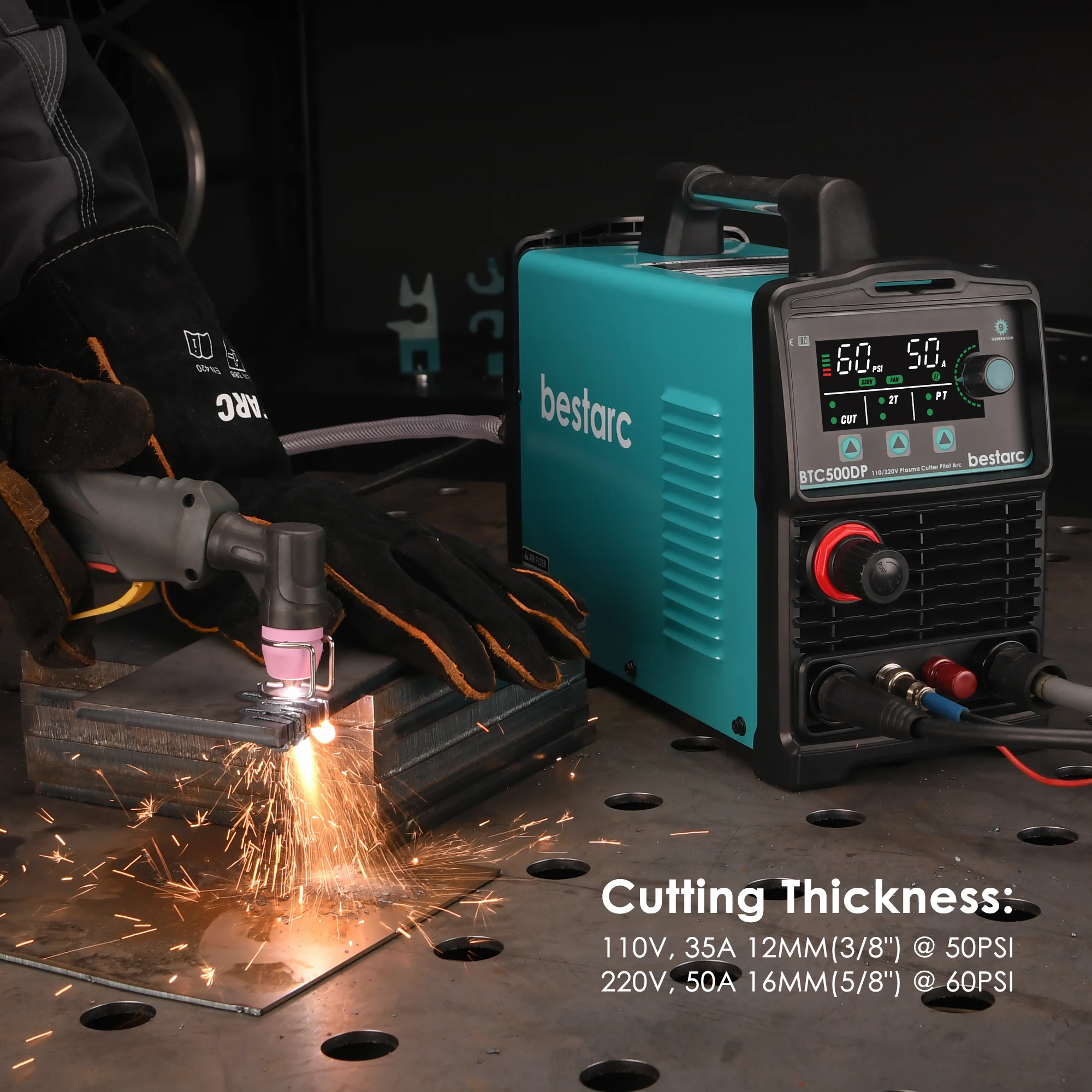 Plasma Cutter, Pilot Arc 50Amps Screen Display Single Phase Voltage 220V, Digital Plasma Cutting Machine (BTC500DP 9GEN 220V) 5