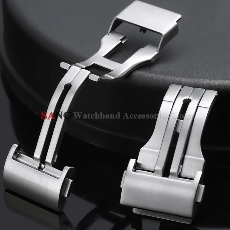 Stainless Steel Brushed Deployment Watch Buckles with Double Press Strap Clasps
