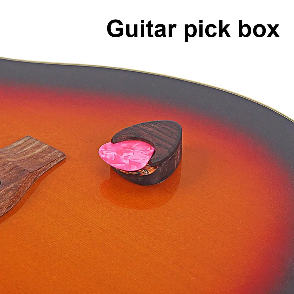 Guitar Picks Container Wood Broken-proof Desktop Decoration Guitar Pick Plectrum Storage Box Picks Box Clear Lines