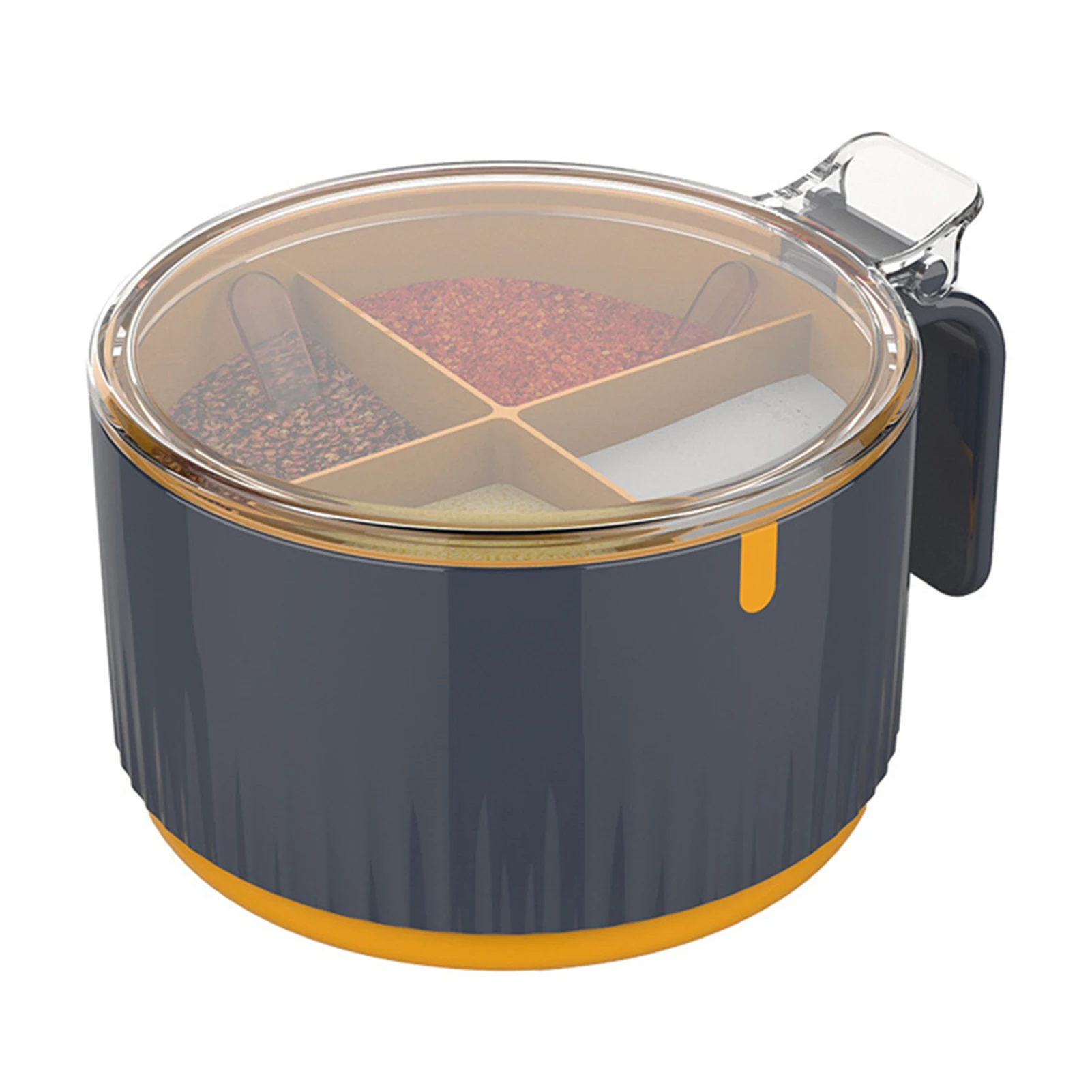 4-Grid Seasoning Box With Spoon 4 Compartments Spice Storage Case Kitchen Accessories