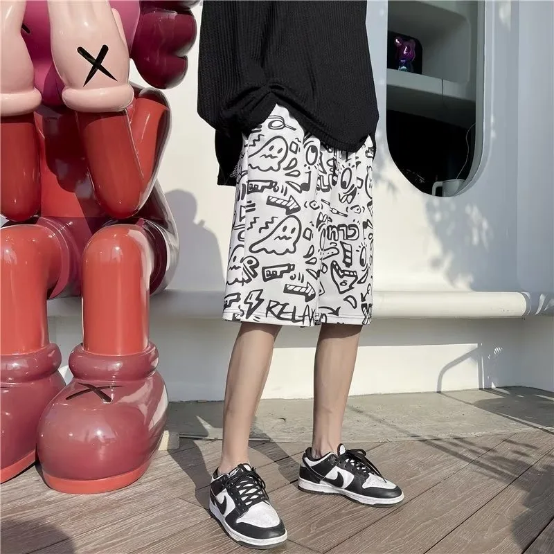 

2 цвета! Повседневные Шорты 2024, модные брендовые Свободные повседневные модные брюки средней длины, универсальные брюки с разрезом в Корейском стиле