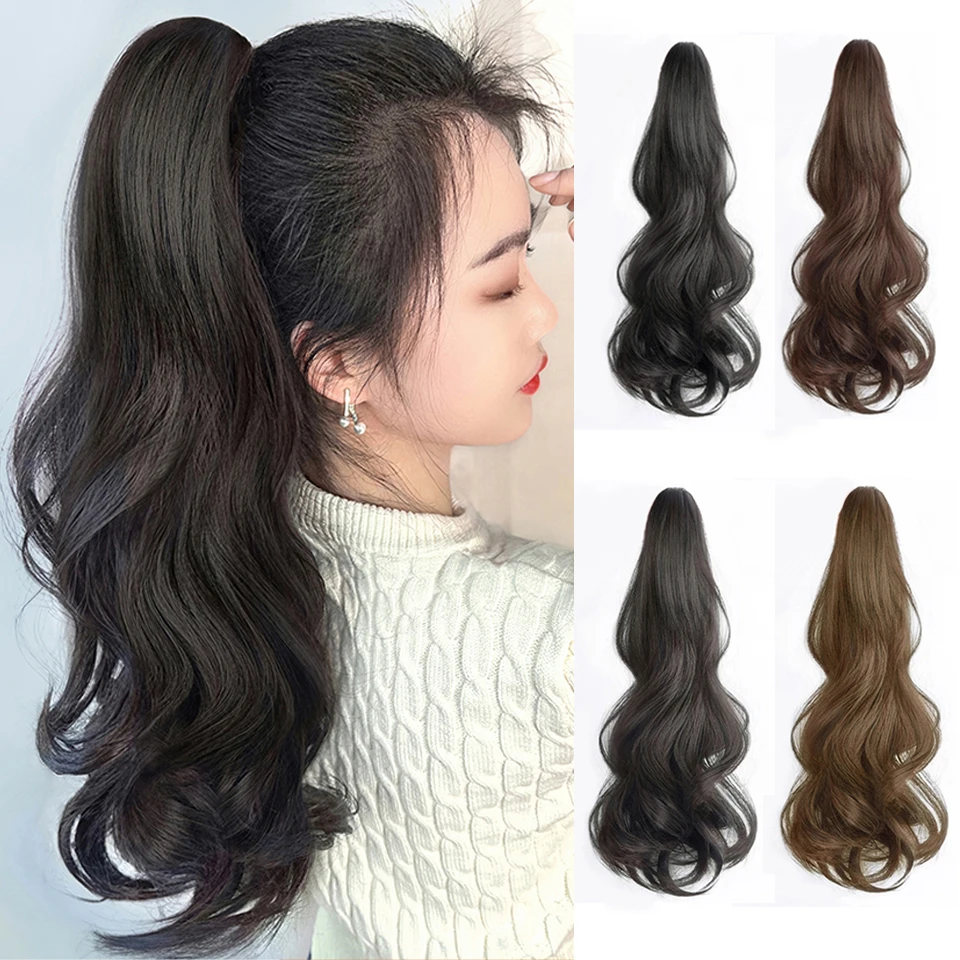 

Синтетические длинные волнистые кудрявые заколки для конского хвоста, наращивание конского хвоста, натуральные черные волосы для конского хвоста, термостойкие волосы, искусственные волосы