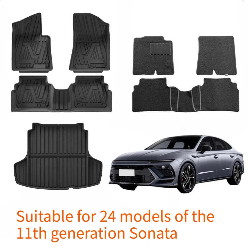 Applicable for the 2024 Model of the Eleventh Generation Sonata Car TPE Floor Mats, Fully Eco-Friendly Trunk Mat.