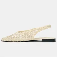 Tissage maille respirant Mules sandales pour femmes été nouveau Slingback chaussures de plage décontracté bout carré mode ballerines dames 3