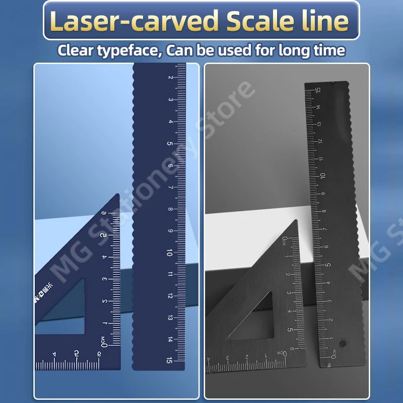 M&G Ruler Set Aluminium Alloy Multifunctional Combination Metal Ruler Triangle Protractor for Drawing Precision Measuring Tools