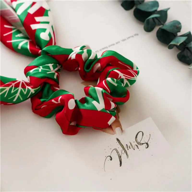 Santa Claus Bows Hair Scrunchies Long ribbon Ponytail Scarf Hair Tie Women Girls Elastic Bands Christmas Accessories