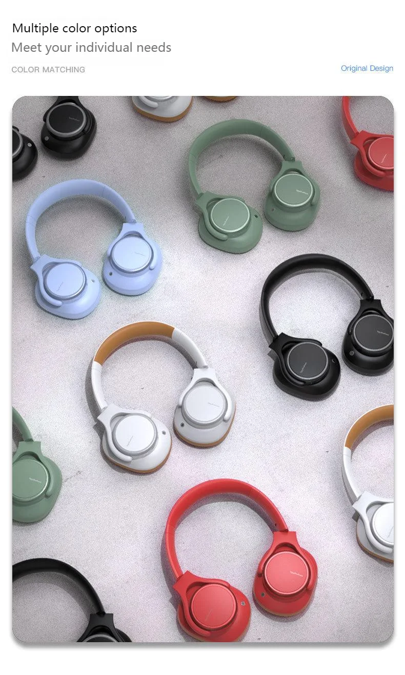 Rotary Volume Knob ANC Active Noise Cancelling Over-Ear Wireless Bluetooth6.0 Headphones Head Mounted Foldable Headset With Mic
