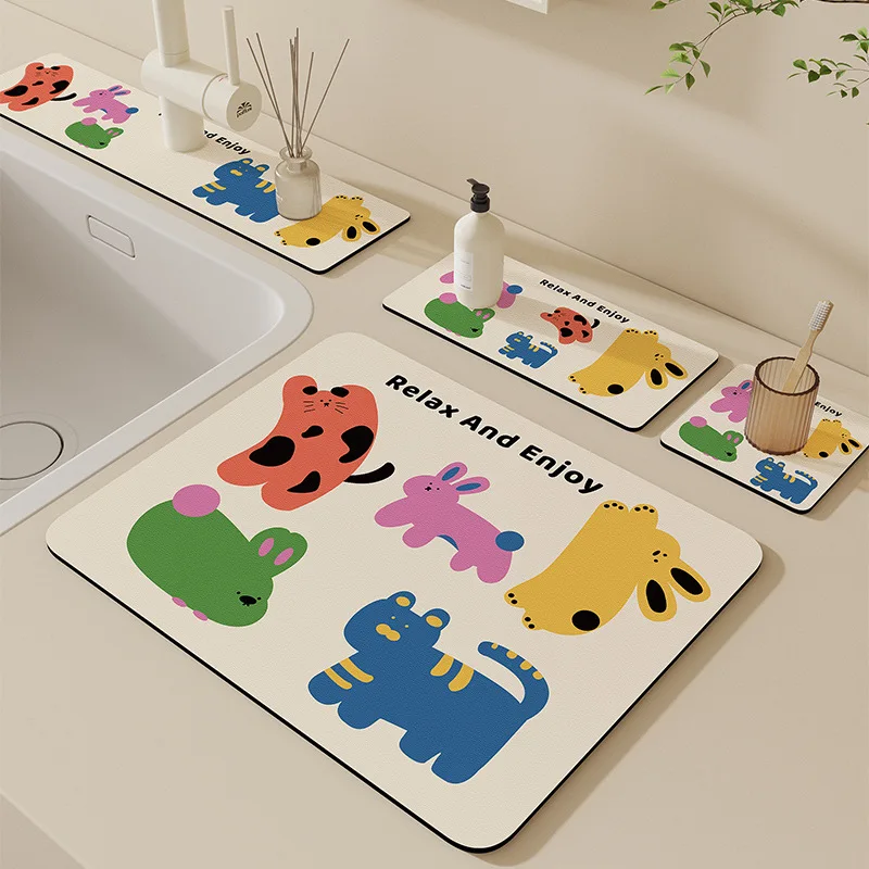 

Sink Absorbent Mat Toilet Countertop Faucet Drain Mat Washstand Sink Diatom Mud Anti-splash Coaster