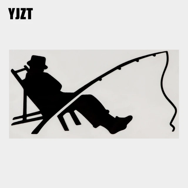 Yjzt 16.3cm×8.1cm Fishing Silhouette Man Rod Fashion Decal Black