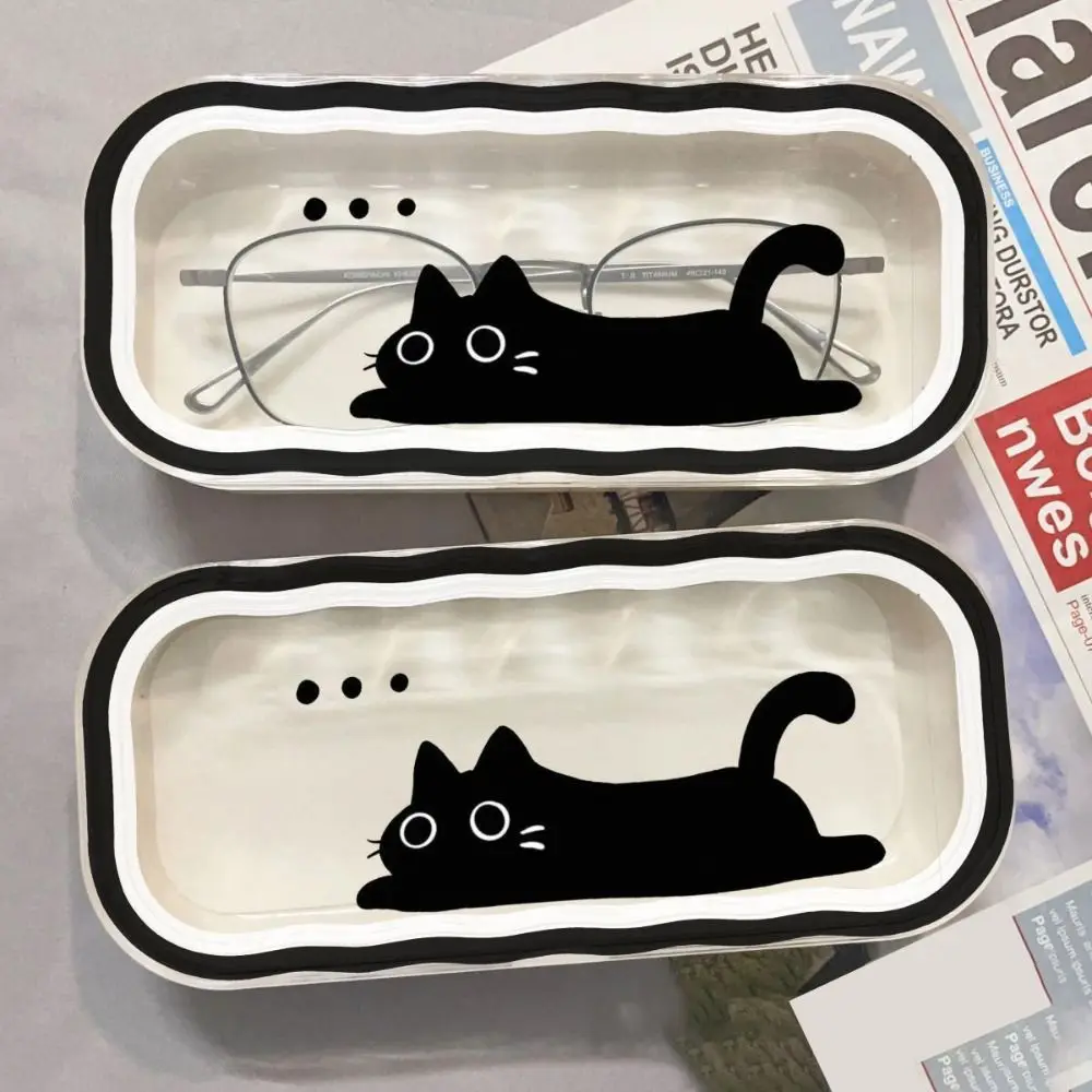حافظة نظارات شفافة على شكل جرو كاواي، صندوق تخزين نظارات شمسية لطيف على شكل قطة، حافظة واقية هدايا للفتيات