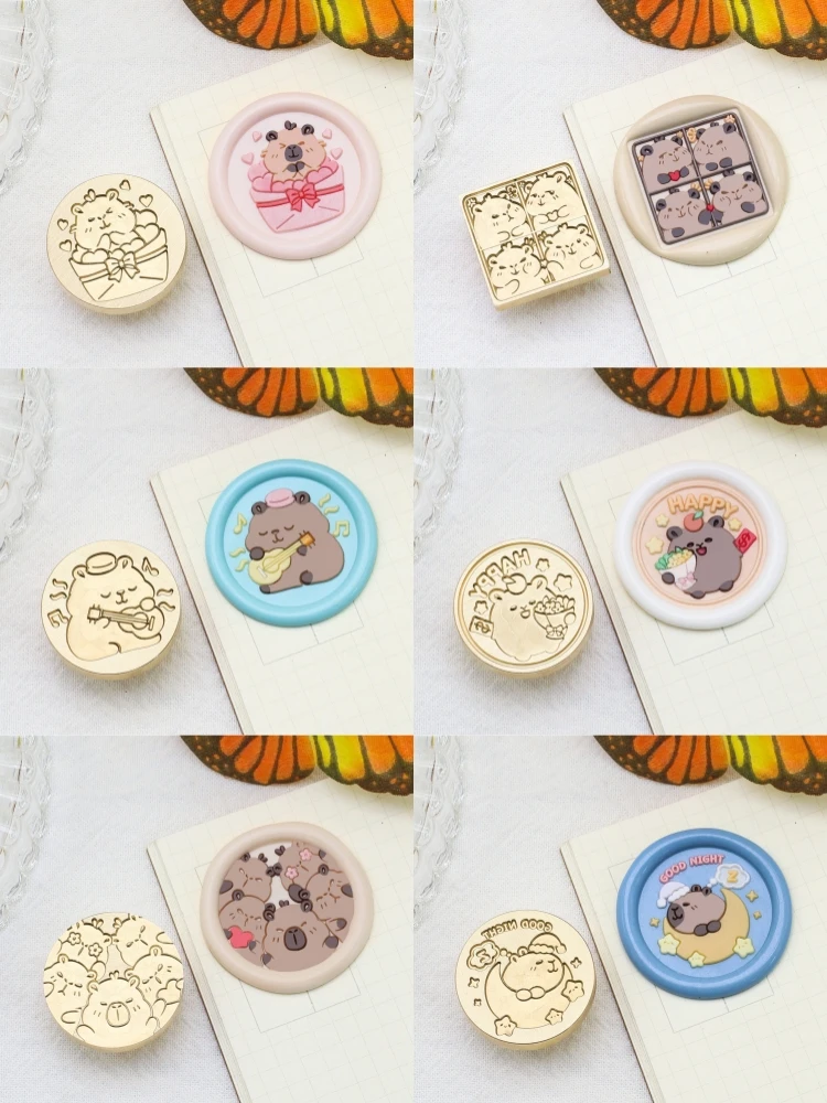 왁스 실링 스탬프 헤드 카피바라 시리즈 황동 각인 귀여운 DIY 저널 스크랩북킹 공예 봉투 초대장 장
