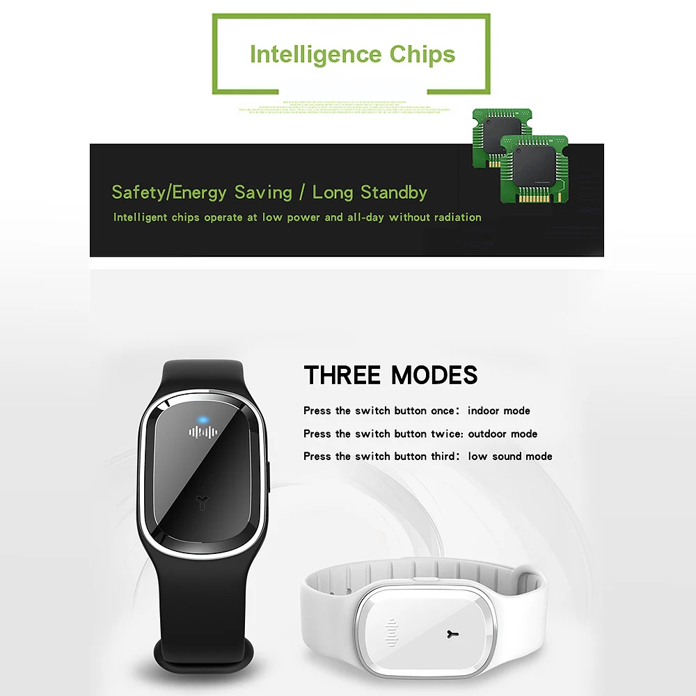 Ultrasonic Outdoor Mosquito Repeller Mosquito Repellent Bracelet  Bracelet Ultrasonic Anti-mosquitos Watch For Garden Can Charge