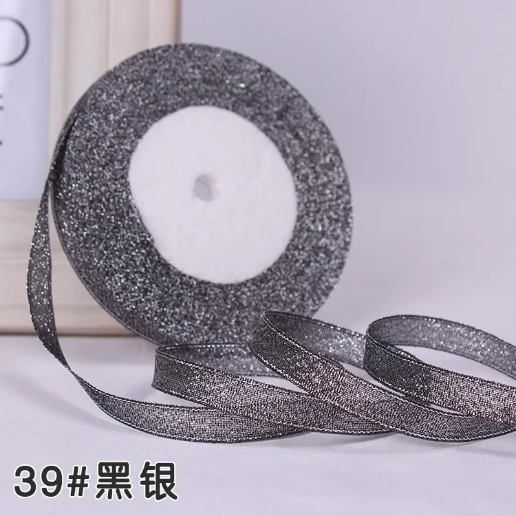 Gold & Silver Glitter Ribbon Set - 6 Sizes, 25 Yards for Gift Wrapping & DIY Crafts