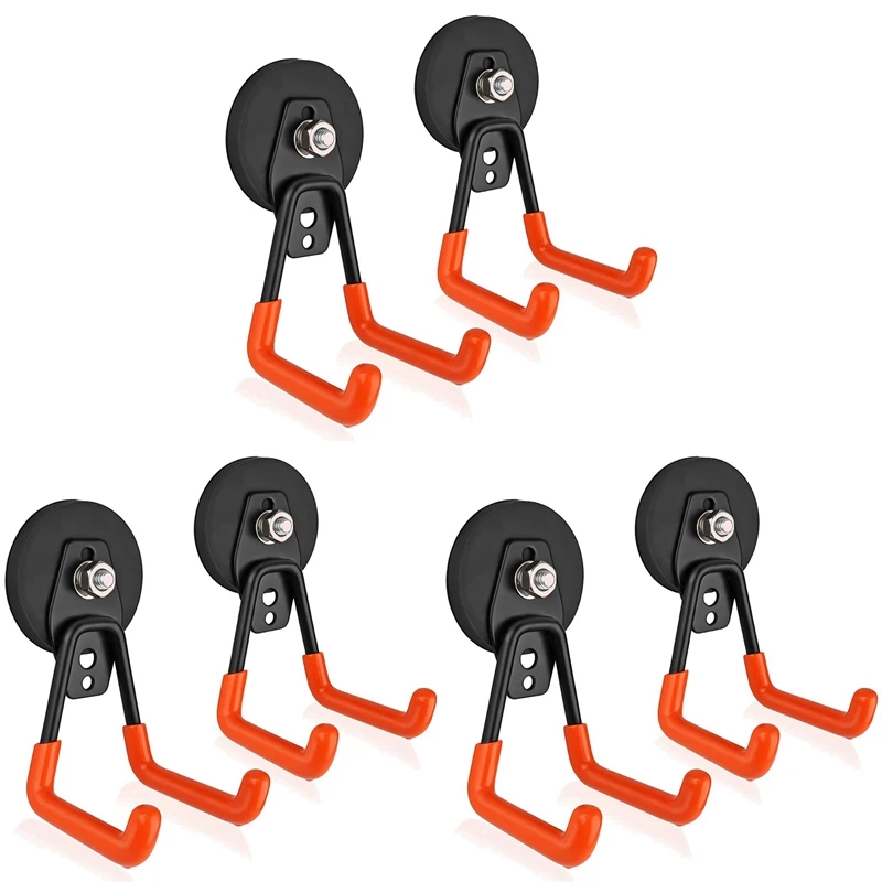 

6 магнитных крючков, магнитные гаражные крючки для больших нагрузок с противоскользящим покрытием, прочные Магнитные Крючки для хранения