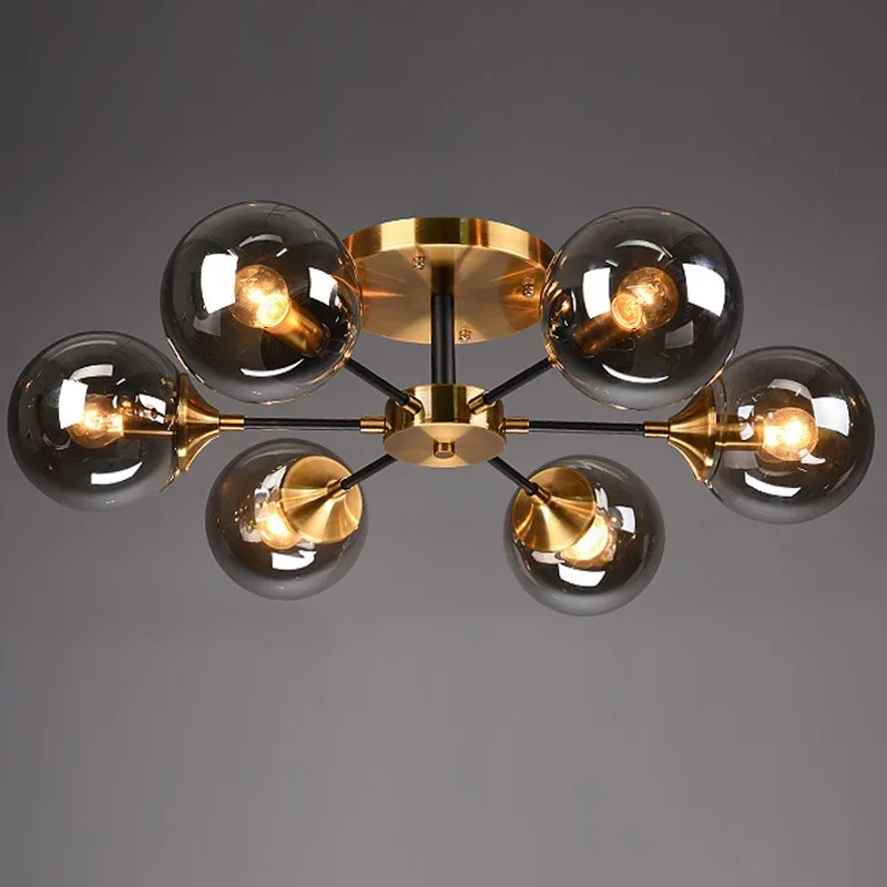 

Postmodern LED chandelier ceiling Glass ball lamps Nordic hanging lights bedroom living room restaurant lighting fixtures