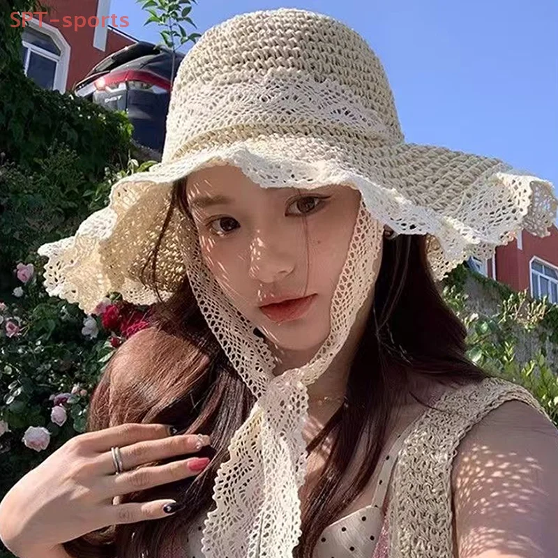Women Sun Hat Wide Large Brim Beach Hats Summer Straw Hat Foldable Sun Women's Fashion Holiday Beach UV Protection Cap