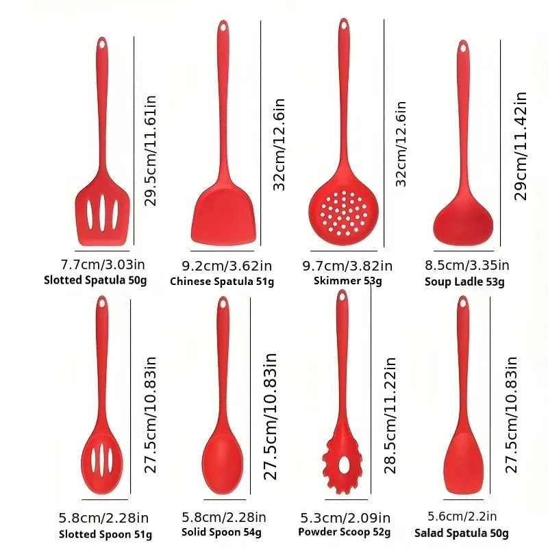 Silicone Kitchen Utensils Set - Non-Stick, Dishwasher Safe Cooking Tools