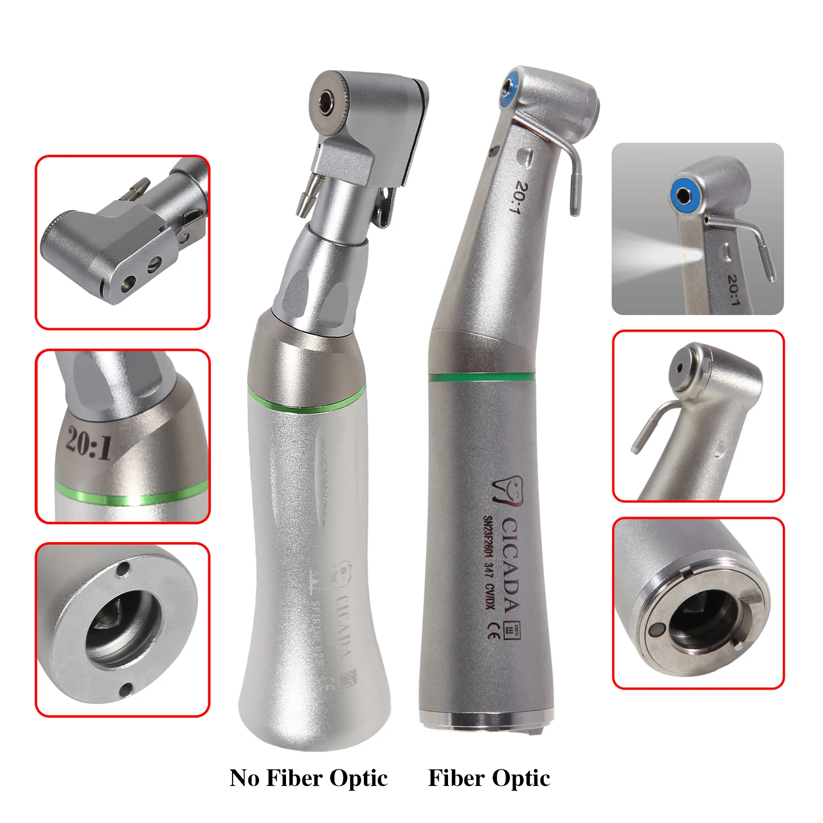 

CICADA Dentale Low Speed 20:1 Implant LED Fiber Optic/No LED Contra Angle Handpiece NSK