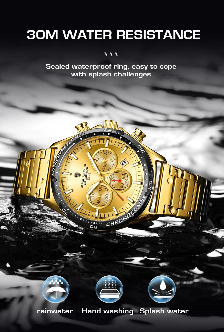 Lige - Men's Luxury Quartz Waterproof Watch, Unique Design, High Quality, Original_voghion.com