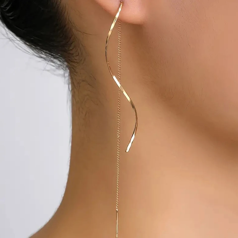 Yupsk Koreanische Mode Lange Quaste Einfädler Ohrringe Für Frauen Einfache Lange Kette Ohrring Party Hochzeit Schmuck Geschenke