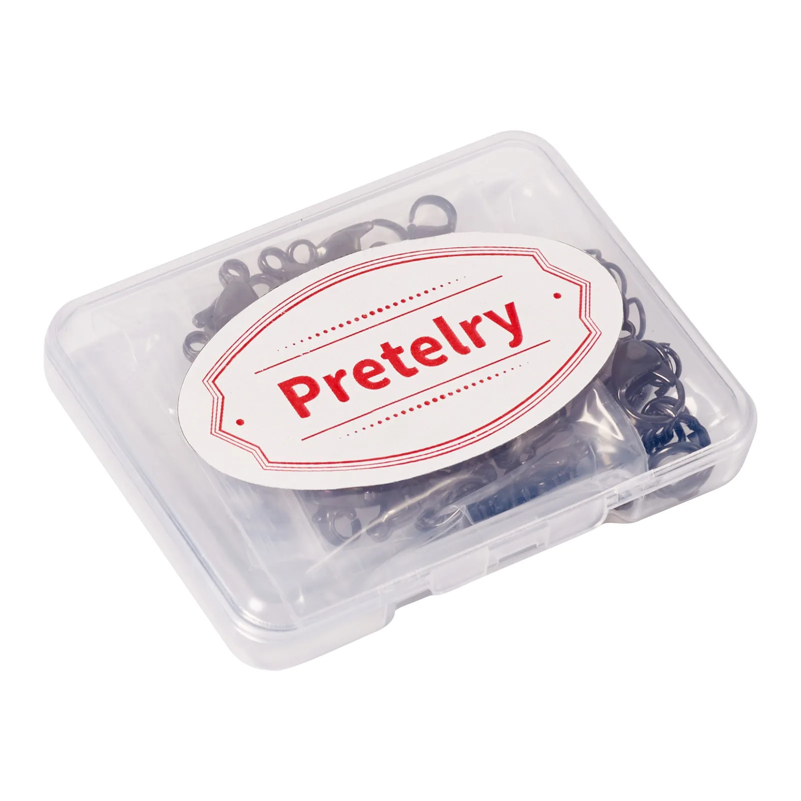 Pretelry Black Stainless Steel Lobster Claw Clasps with 4 Sizes Jump Rings End Connector Buckle Necklace Bracelet Jewelry Making